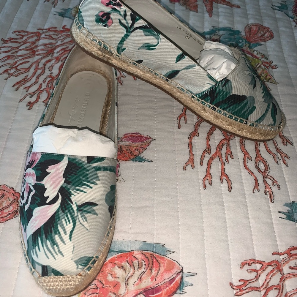 Burberry Tropical Print Espadrilles - Green and Pink